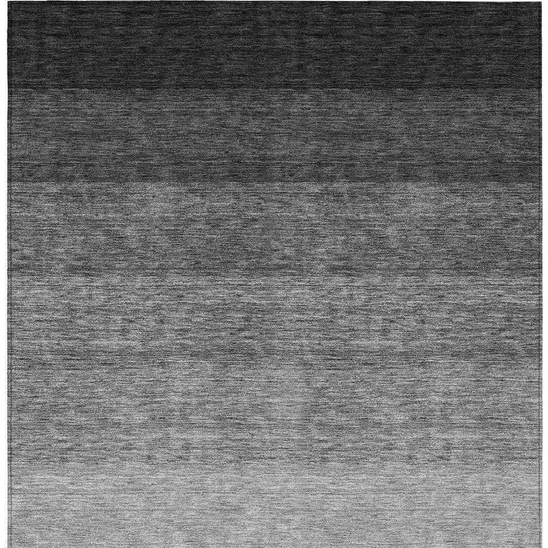 8' X 10' Black And Ivory Ombre Washable Indoor Outdoor Area Rug