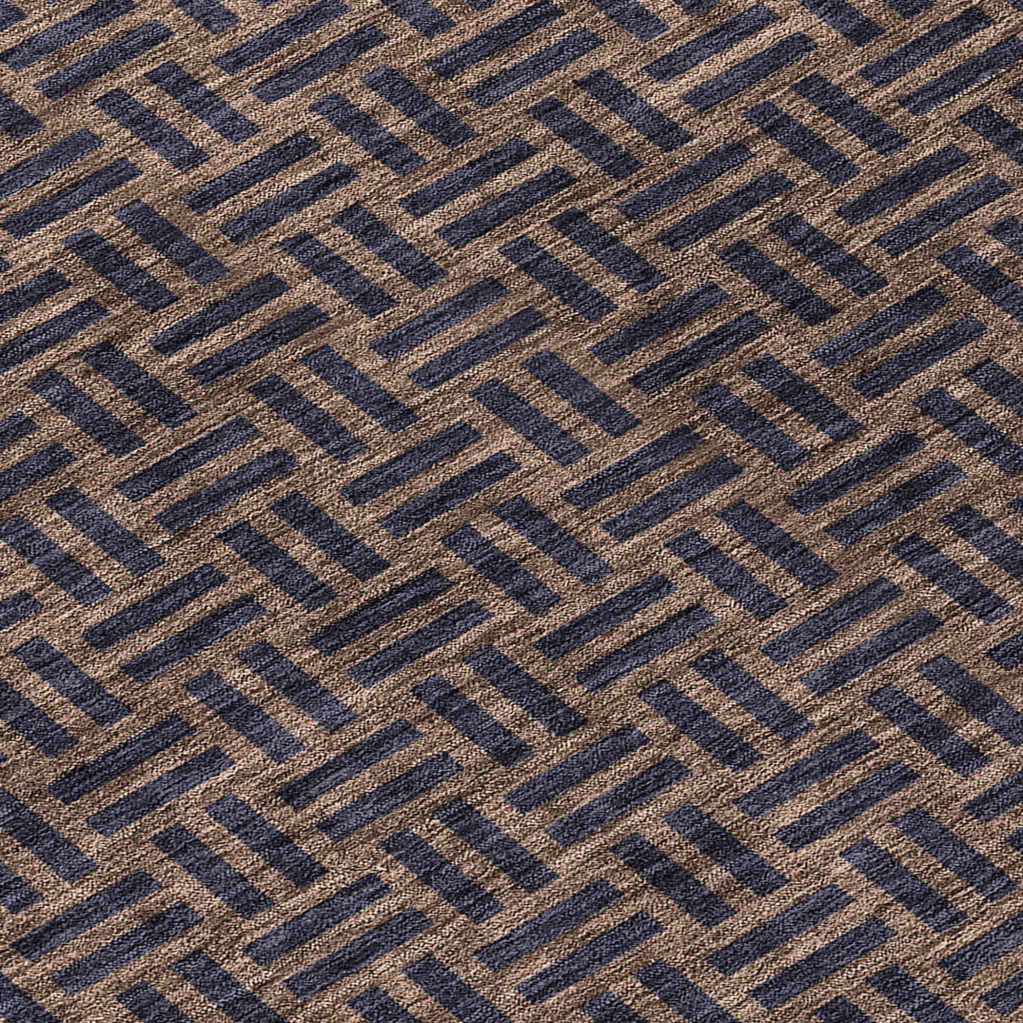 8' Chocolate And Black Round Geometric Washable Indoor Outdoor Area Rug