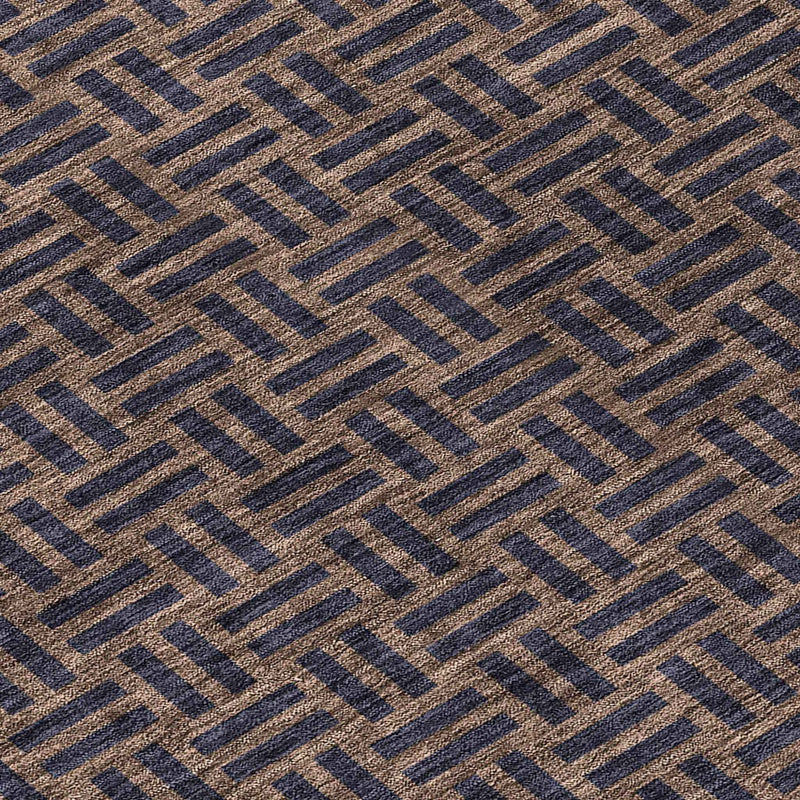 8' Chocolate And Black Round Geometric Washable Indoor Outdoor Area Rug