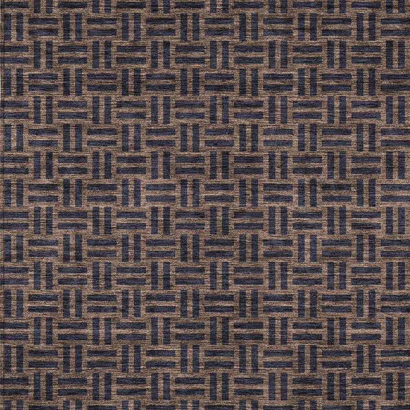 5' X 8' Chocolate And Black Geometric Washable Indoor Outdoor Area Rug