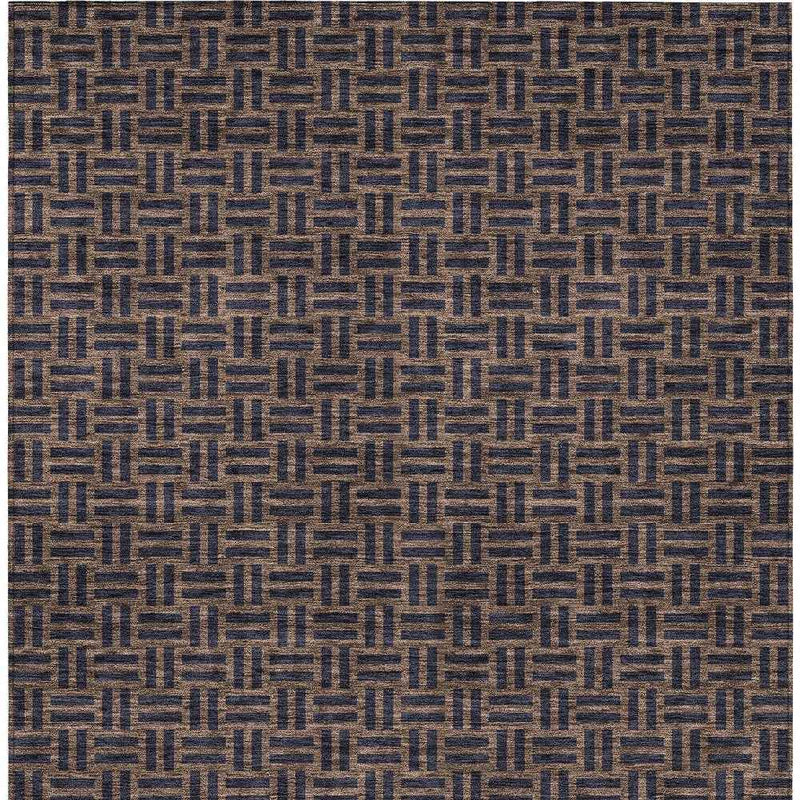 5' X 8' Chocolate And Black Geometric Washable Indoor Outdoor Area Rug