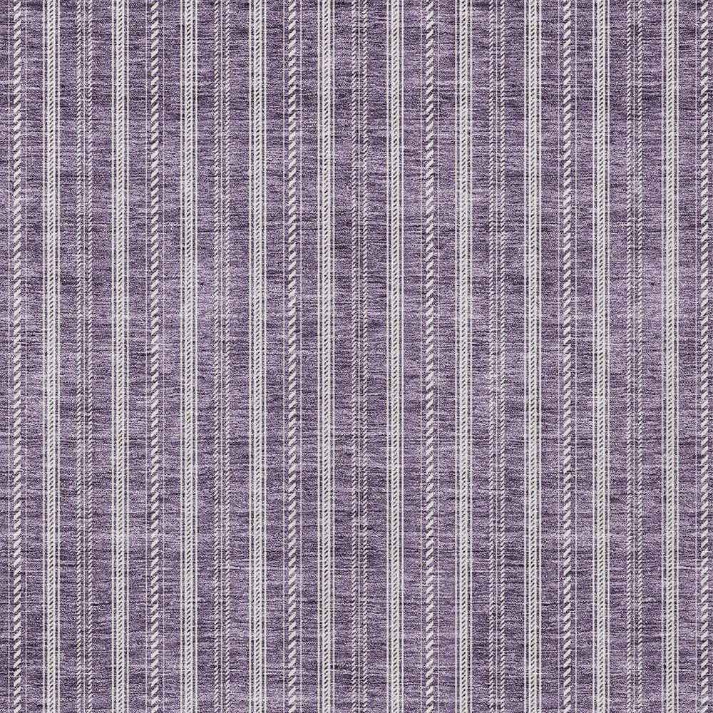 3' X 5' Purple And Ivory Striped Washable Indoor Outdoor Area Rug