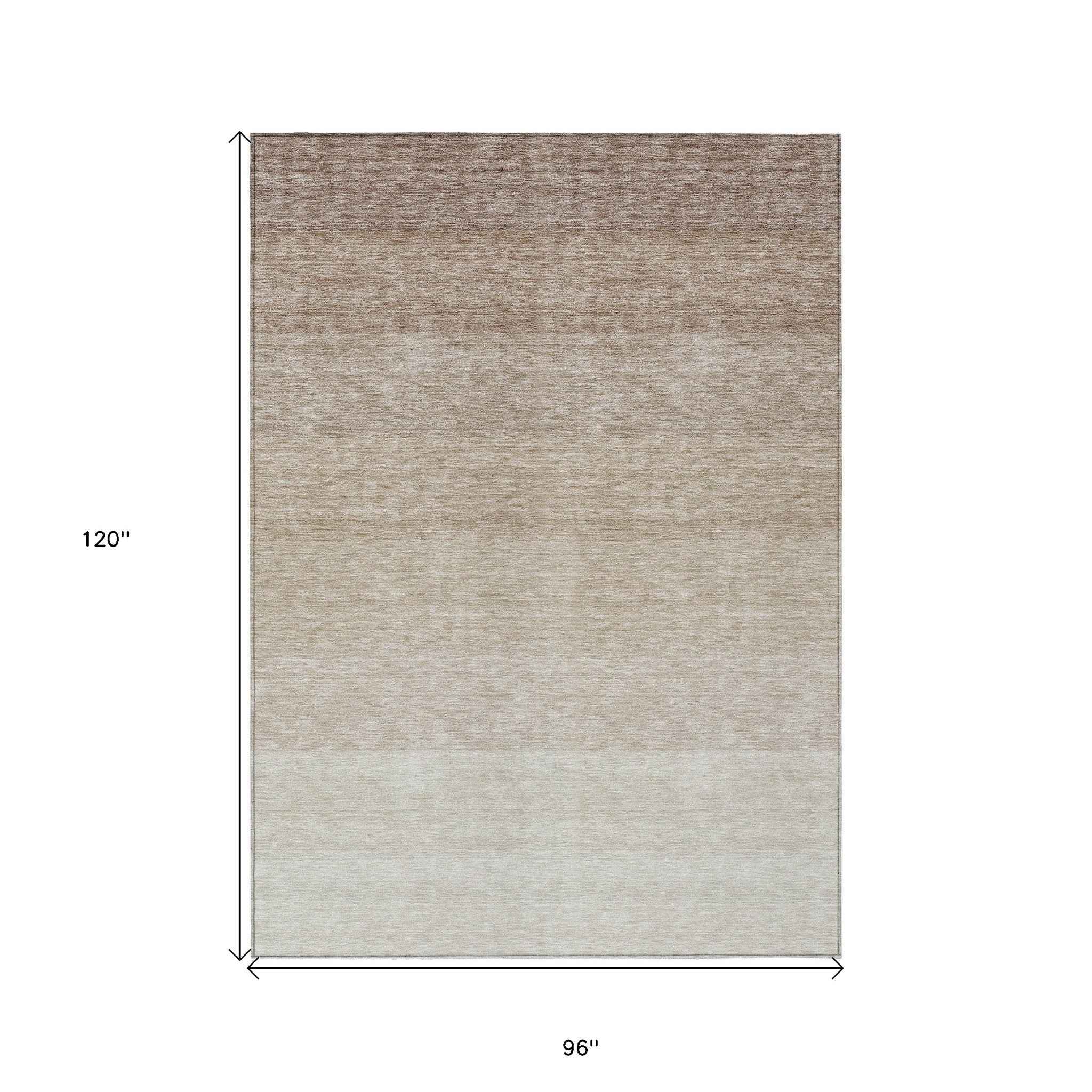 8' X 10' Beige And Ivory Ombre Washable Indoor Outdoor Area Rug