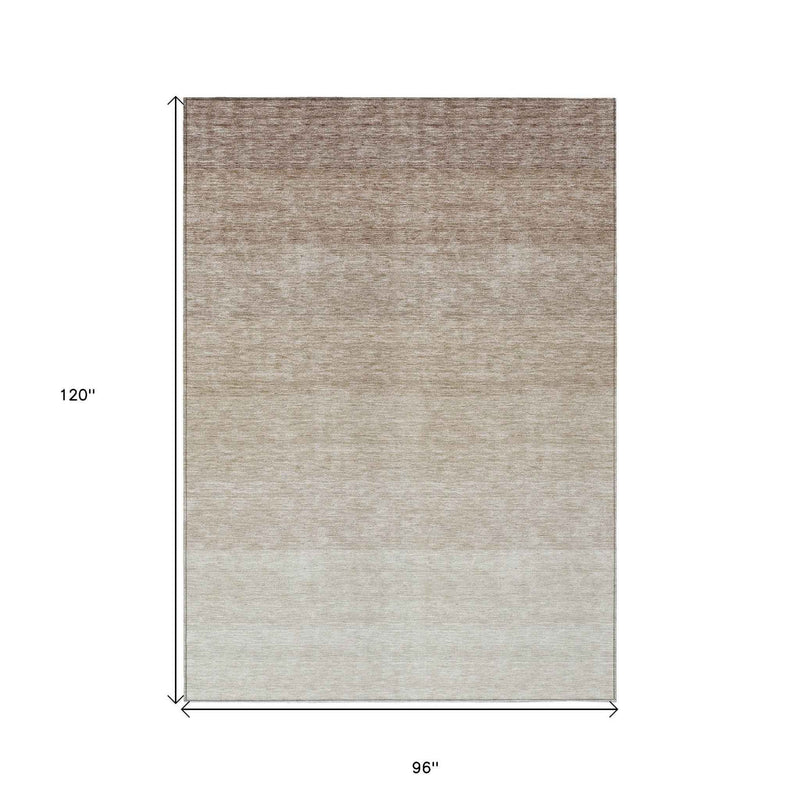 8' X 10' Beige And Ivory Ombre Washable Indoor Outdoor Area Rug