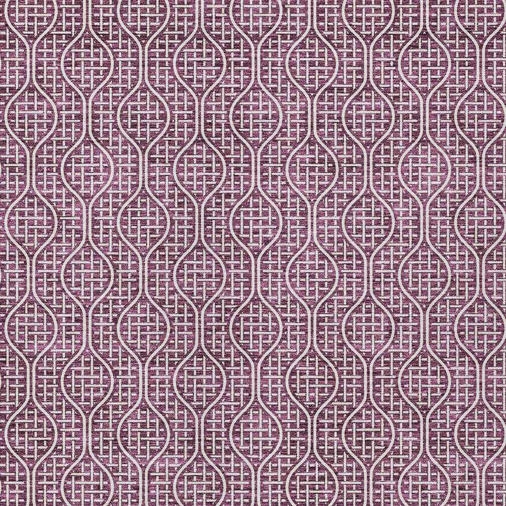 9' X 12' Eggplant And Ivory Geometric Washable Indoor Outdoor Area Rug