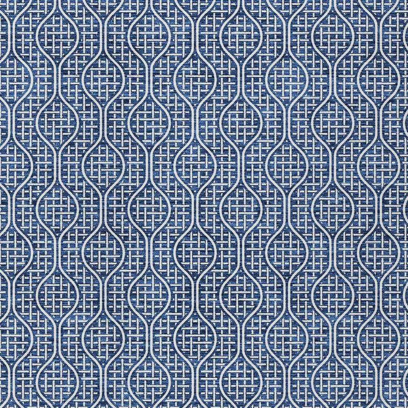 9' X 12' Navy Blue And Ivory Geometric Washable Indoor Outdoor Area Rug