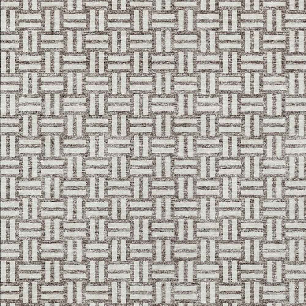 5' X 8' Taupe And Gray Geometric Washable Indoor Outdoor Area Rug
