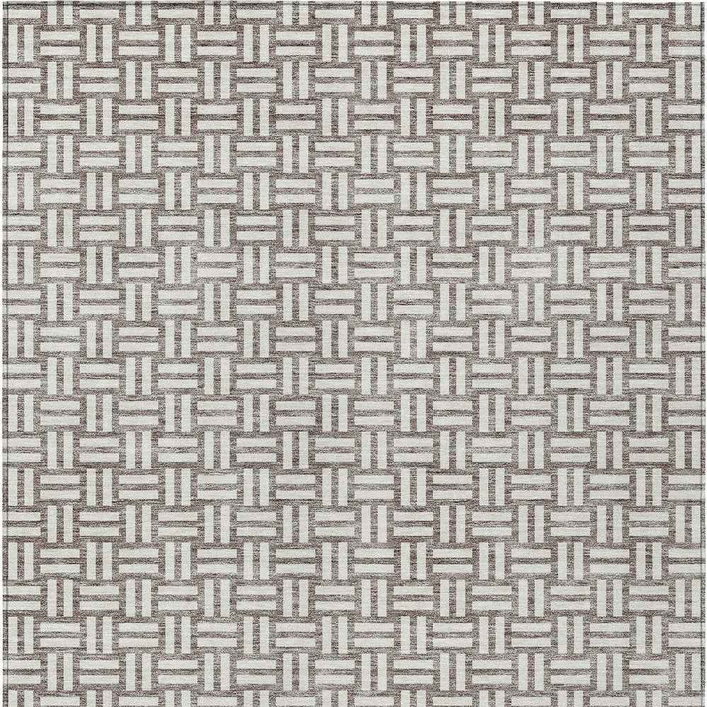5' X 8' Taupe And Gray Geometric Washable Indoor Outdoor Area Rug