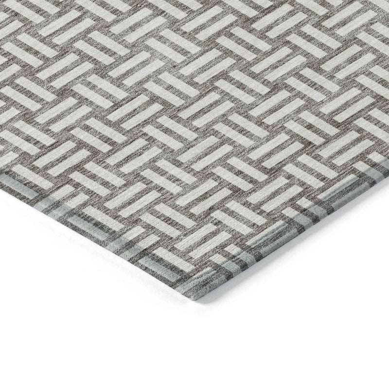 5' X 8' Taupe And Gray Geometric Washable Indoor Outdoor Area Rug