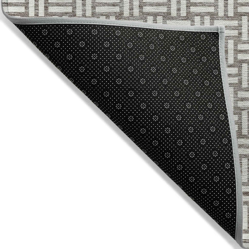 5' X 8' Taupe And Gray Geometric Washable Indoor Outdoor Area Rug