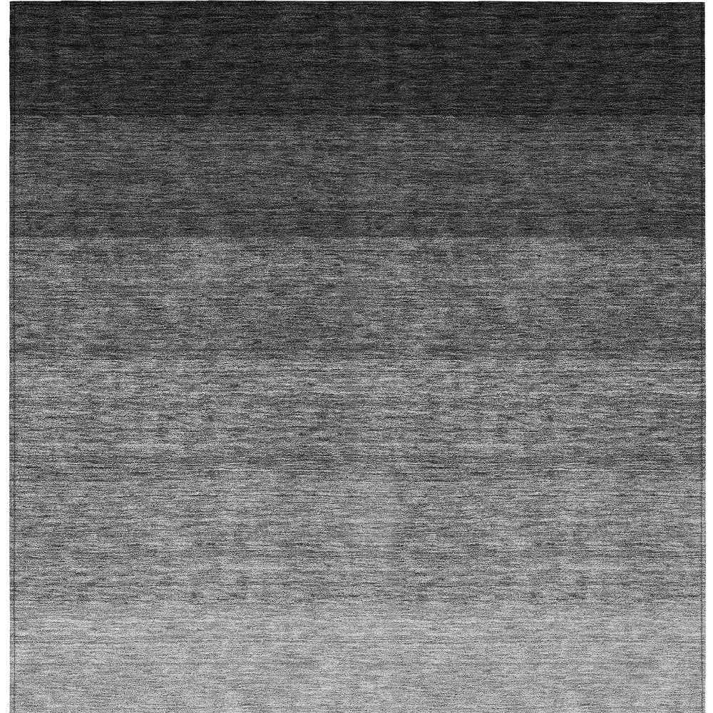 10' X 14' Black And Ivory Ombre Washable Indoor Outdoor Area Rug