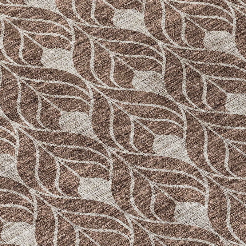 8' Chocolate And Beige Round Geometric Washable Indoor Outdoor Area Rug