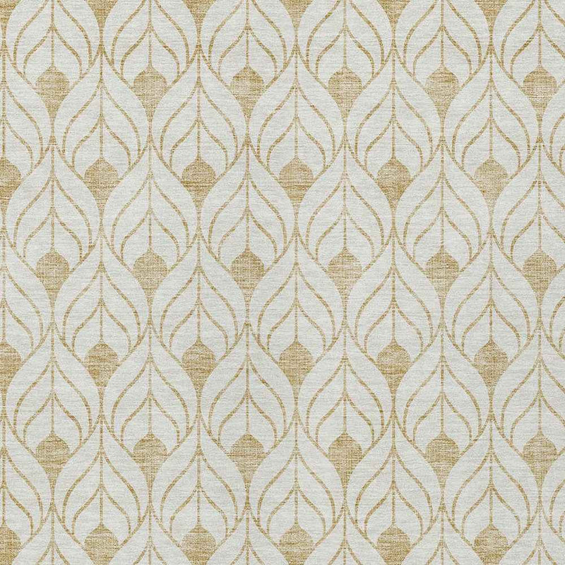 8' X 10' Gold And Beige Geometric Washable Indoor Outdoor Area Rug