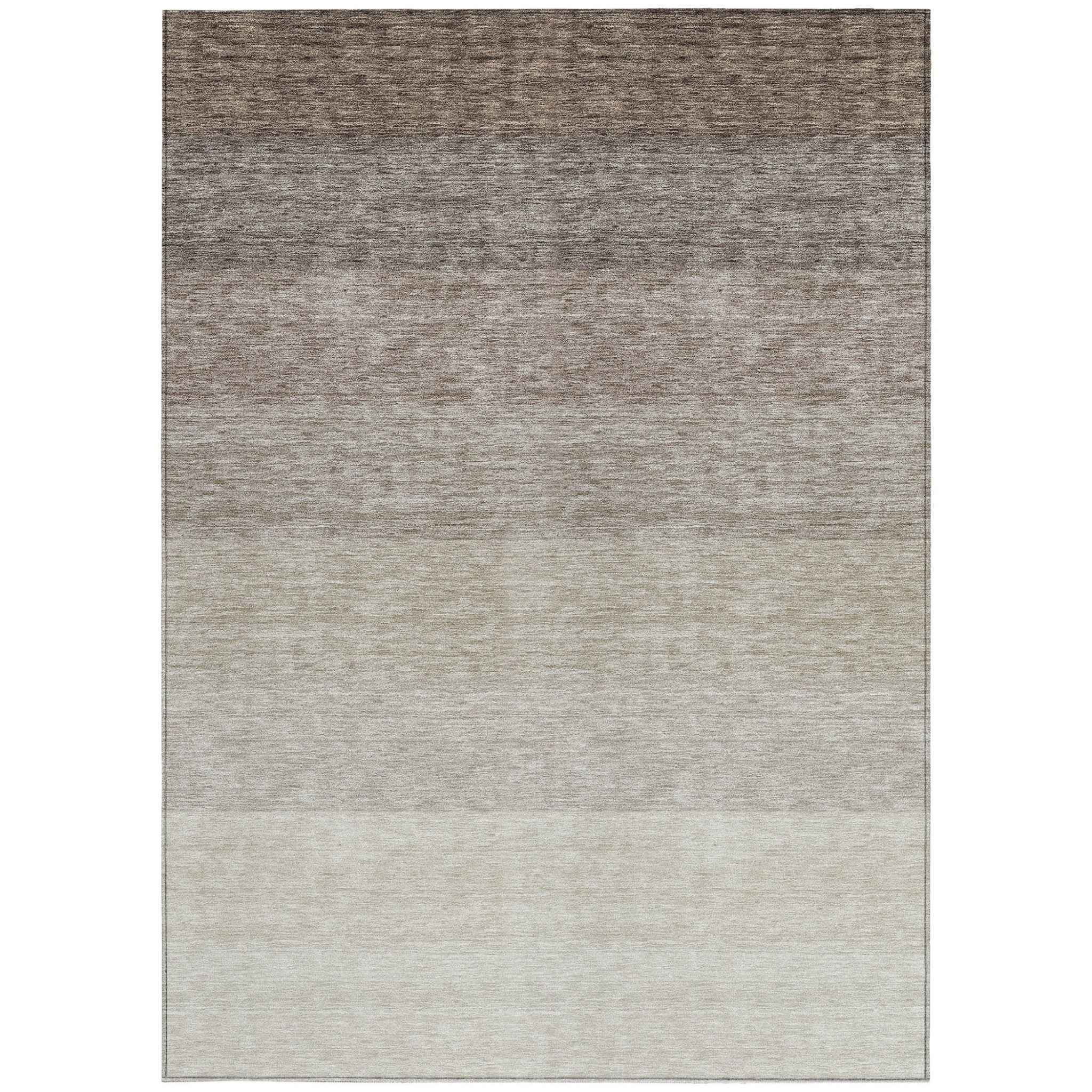 8' X 10' Brown And Ivory Ombre Washable Indoor Outdoor Area Rug