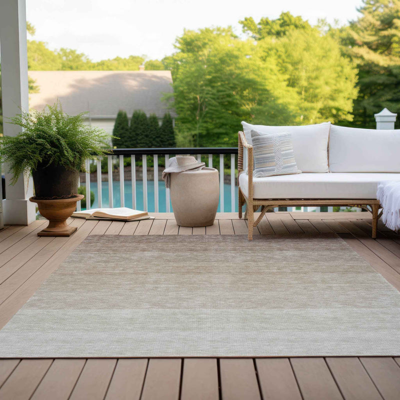 5' X 8' Beige And Ivory Ombre Washable Indoor Outdoor Area Rug