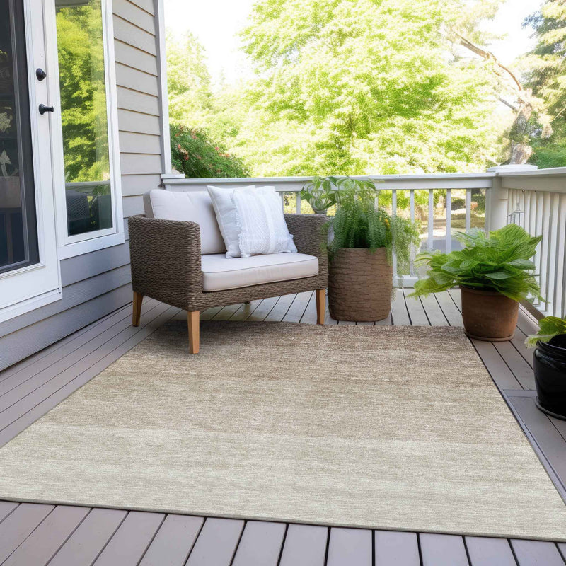 5' X 8' Beige And Ivory Ombre Washable Indoor Outdoor Area Rug