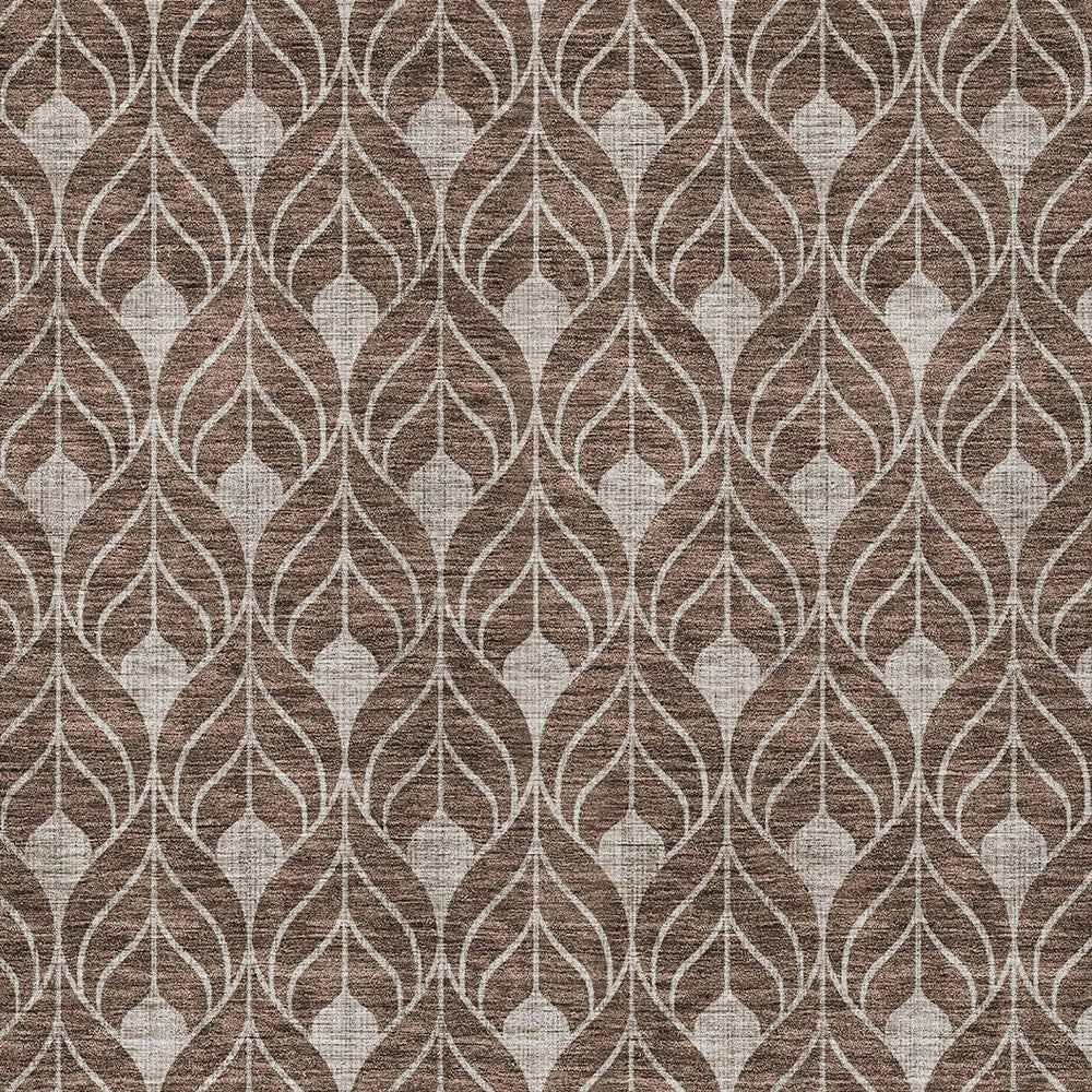3' X 5' Chocolate And Beige Geometric Washable Indoor Outdoor Area Rug