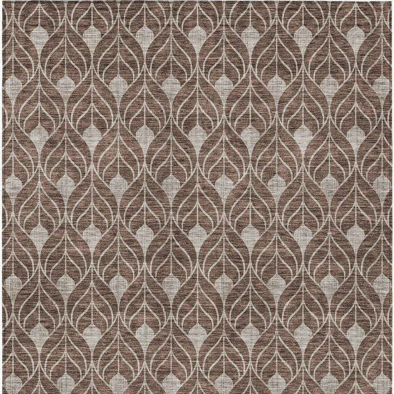 3' X 5' Chocolate And Beige Geometric Washable Indoor Outdoor Area Rug