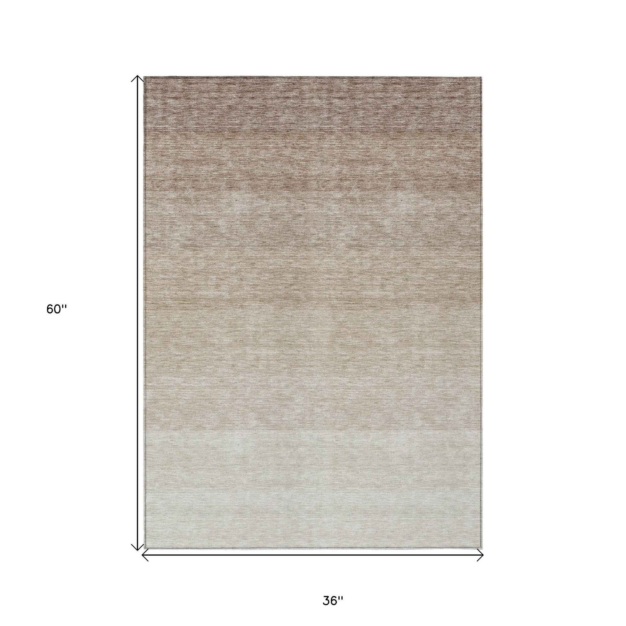 3' X 5' Beige And Ivory Ombre Washable Indoor Outdoor Area Rug
