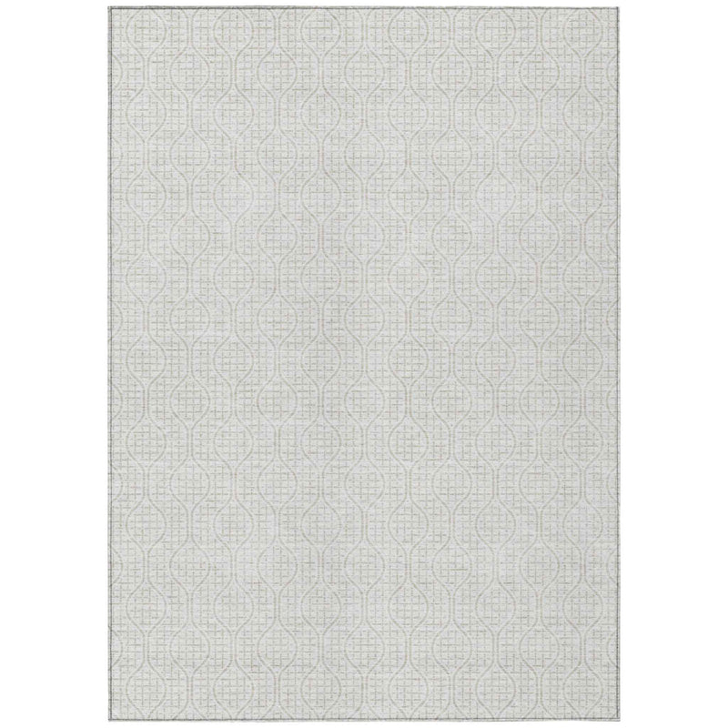 8' X 10' Ivory And Beige Geometric Washable Indoor Outdoor Area Rug