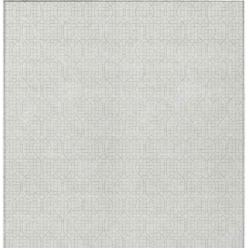 8' X 10' Ivory And Beige Geometric Washable Indoor Outdoor Area Rug