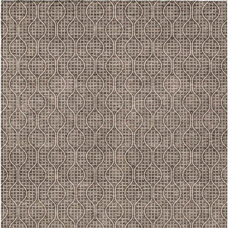 10' X 14' Brown And Beige Geometric Washable Indoor Outdoor Area Rug