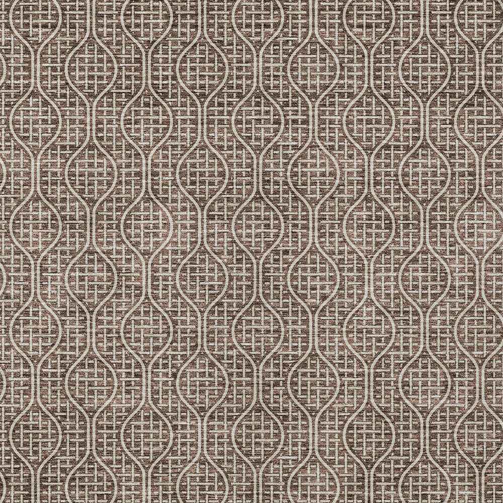 10' X 14' Brown And Beige Geometric Washable Indoor Outdoor Area Rug