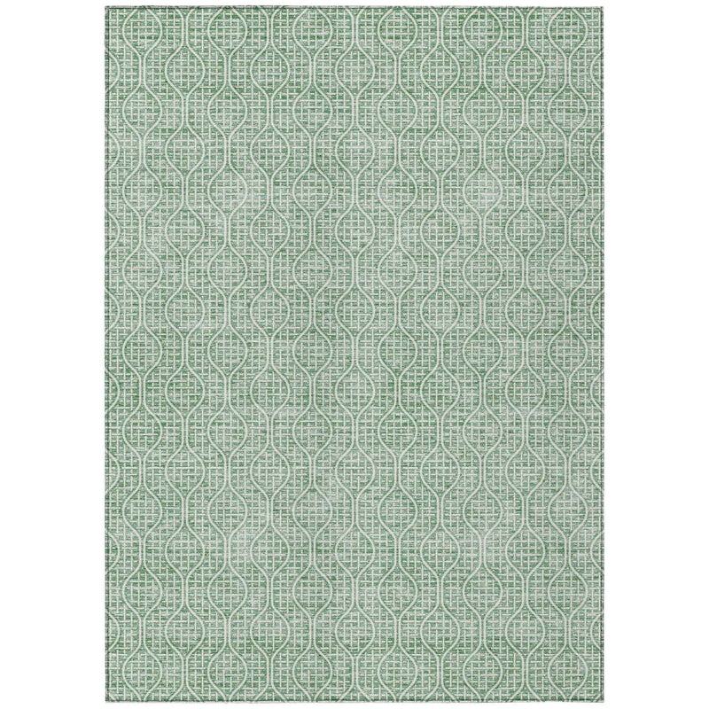 10' X 14' Sage And Gray Geometric Washable Indoor Outdoor Area Rug
