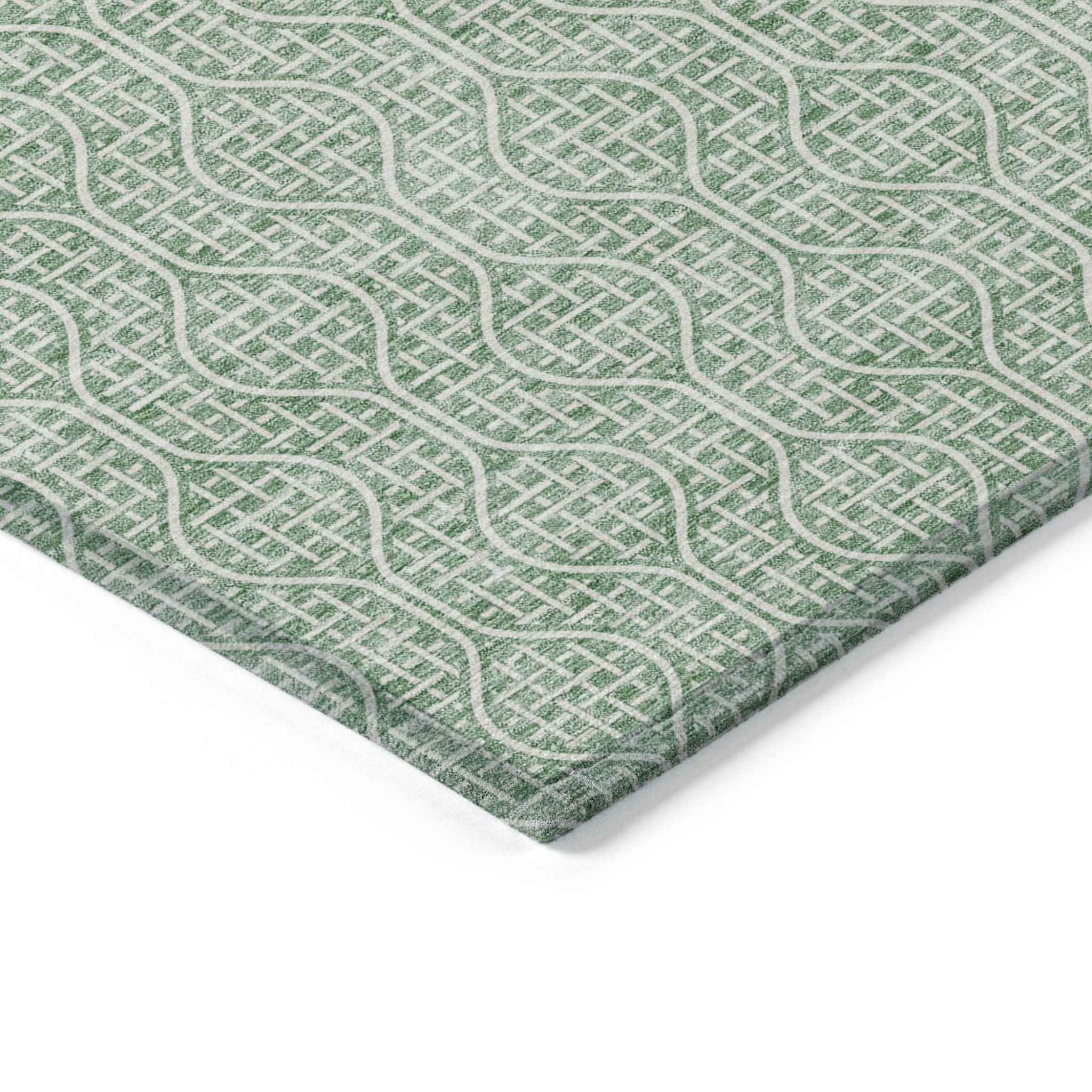 10' X 14' Sage And Gray Geometric Washable Indoor Outdoor Area Rug