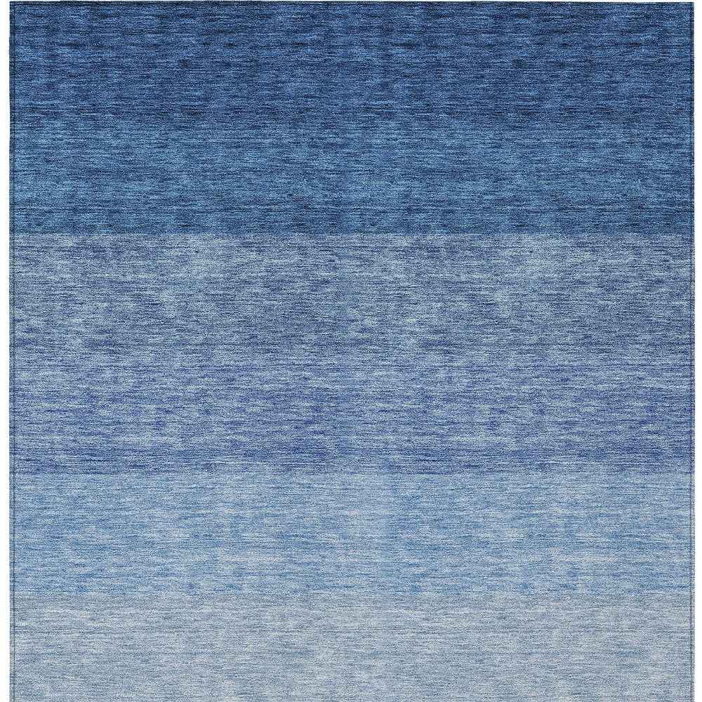 3' X 5' Blue And Gray Ombre Washable Indoor Outdoor Area Rug