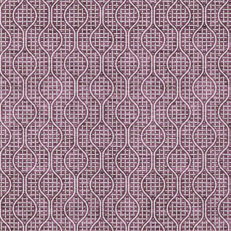 3' X 5' Eggplant And Ivory Geometric Washable Indoor Outdoor Area Rug