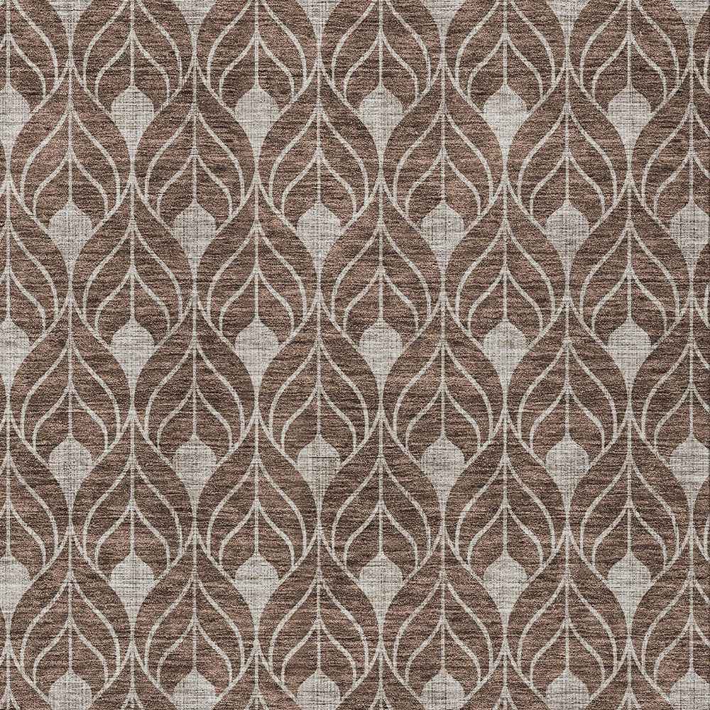 8' X 10' Chocolate And Beige Geometric Washable Indoor Outdoor Area Rug