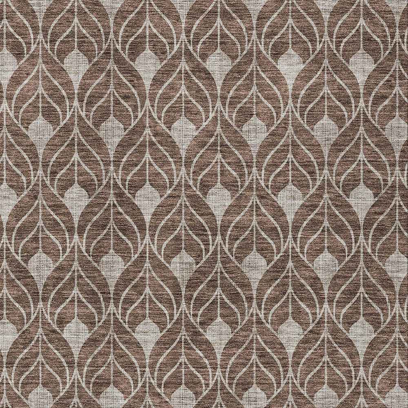 8' X 10' Chocolate And Beige Geometric Washable Indoor Outdoor Area Rug