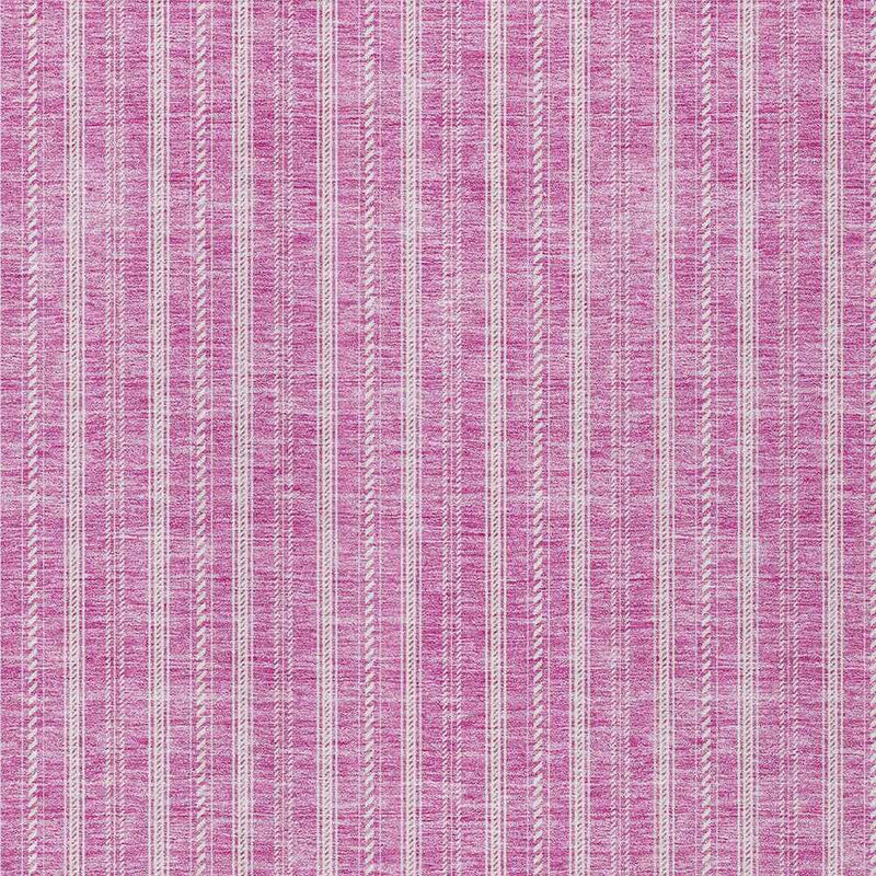 9' X 12' Blush And Ivory Striped Washable Indoor Outdoor Area Rug