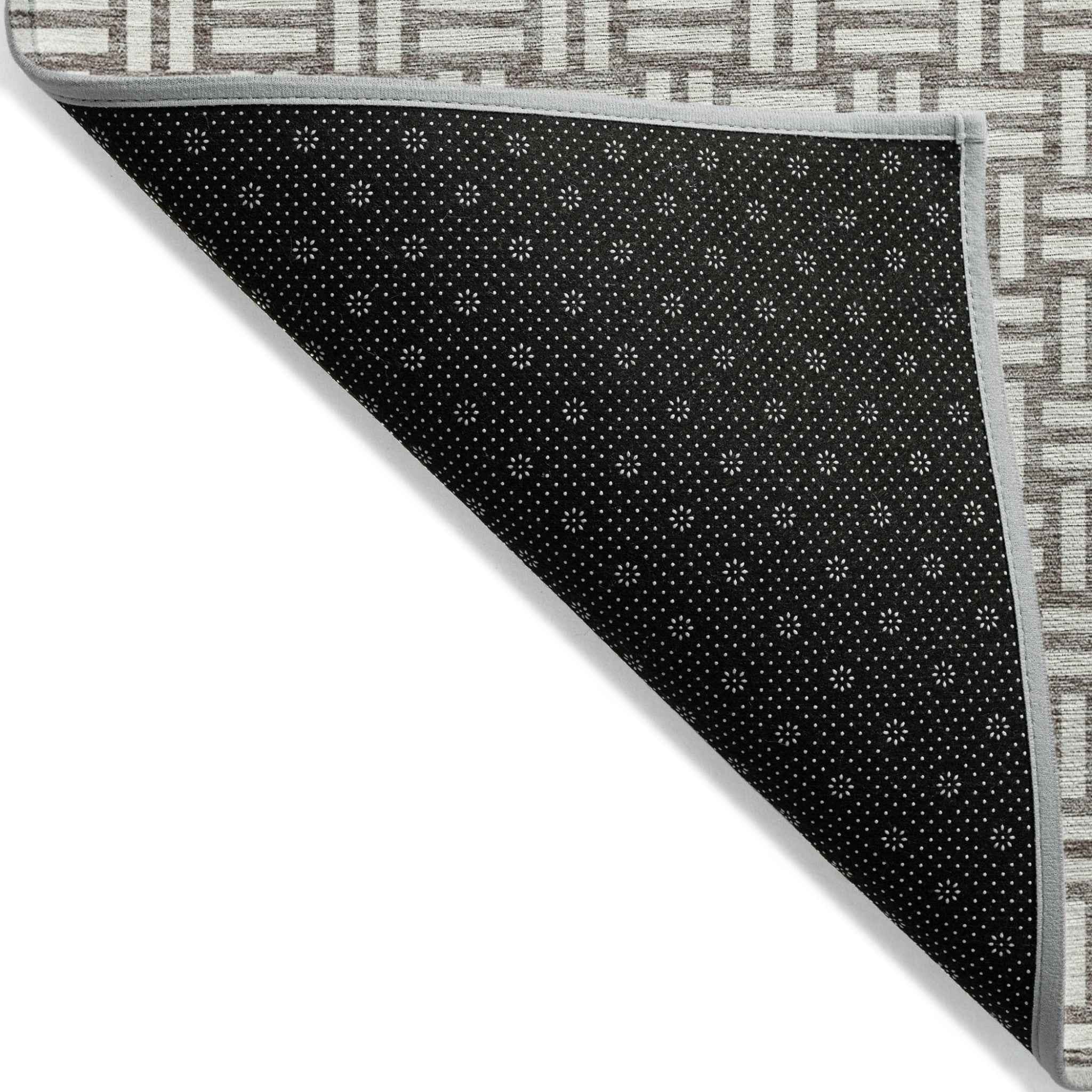 9' X 12' Taupe And Gray Geometric Washable Indoor Outdoor Area Rug