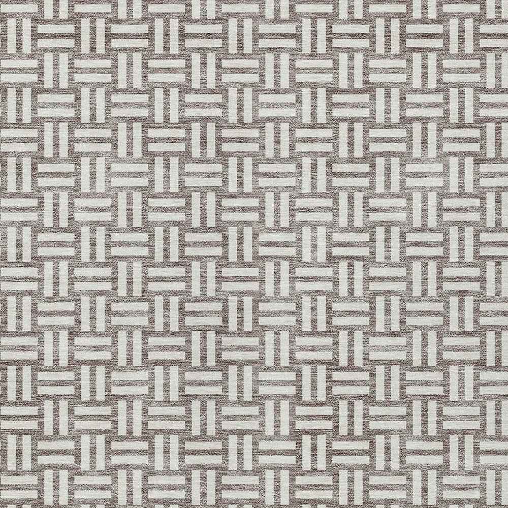 9' X 12' Taupe And Gray Geometric Washable Indoor Outdoor Area Rug