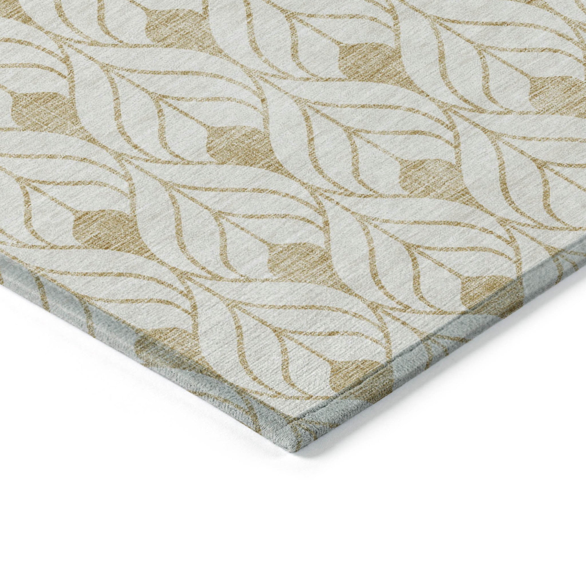 3' X 5' Gold And Beige Geometric Washable Indoor Outdoor Area Rug - Outdoor