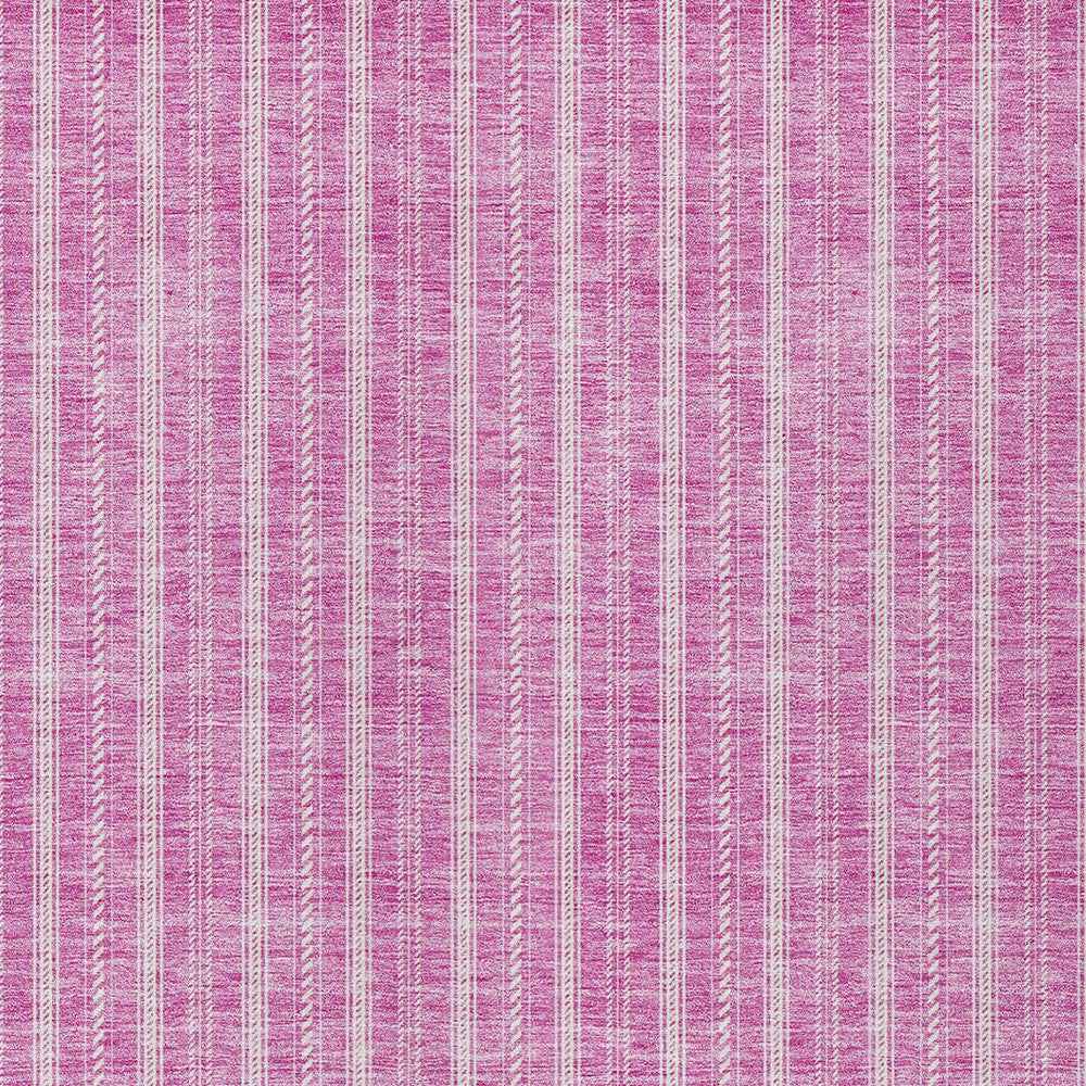 5' X 8' Blush And Ivory Striped Washable Indoor Outdoor Area Rug