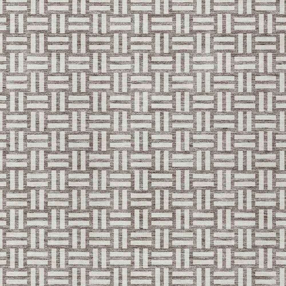 10' X 14' Taupe And Gray Geometric Washable Indoor Outdoor Area Rug