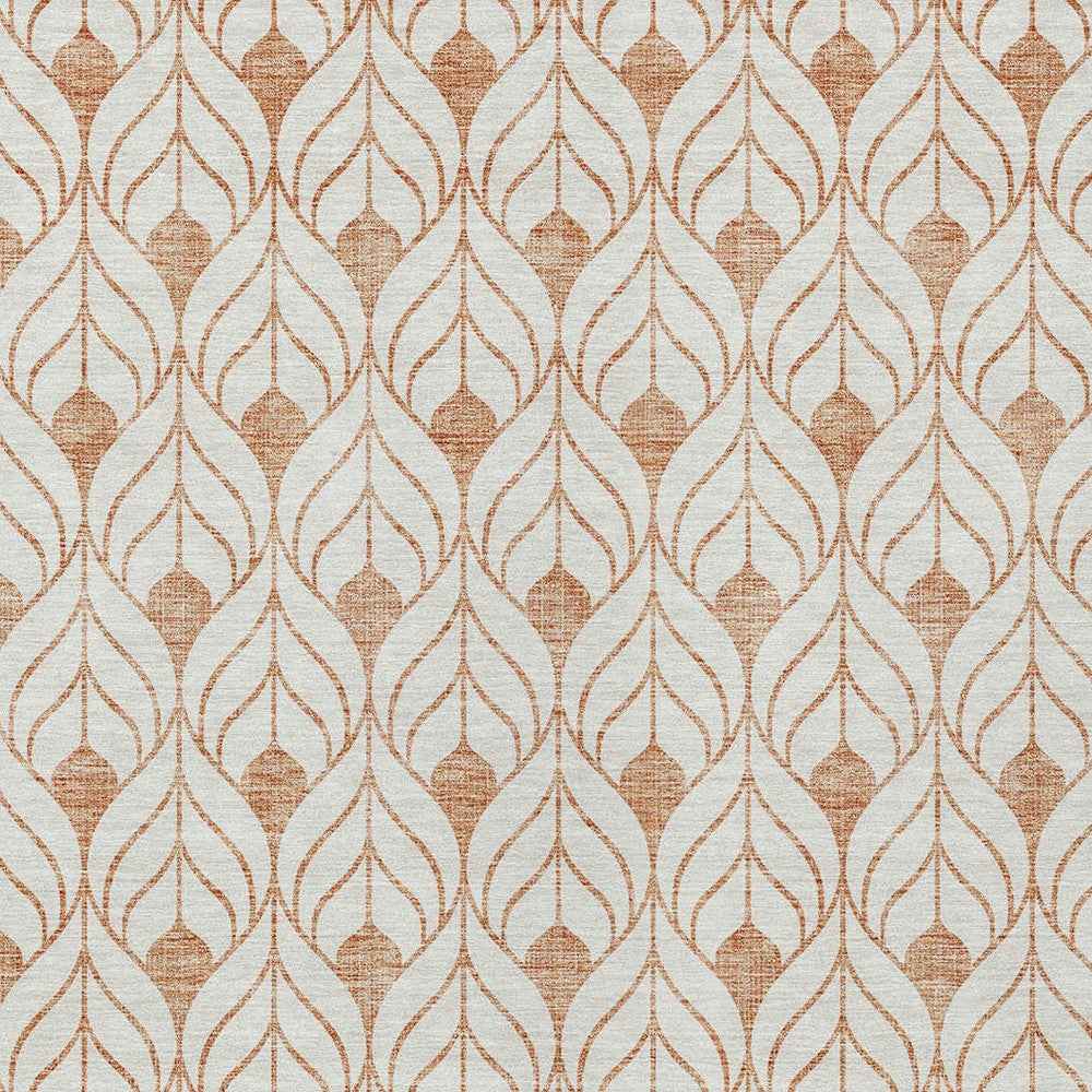 10' X 14' Salmon And Beige Geometric Washable Indoor Outdoor Area Rug