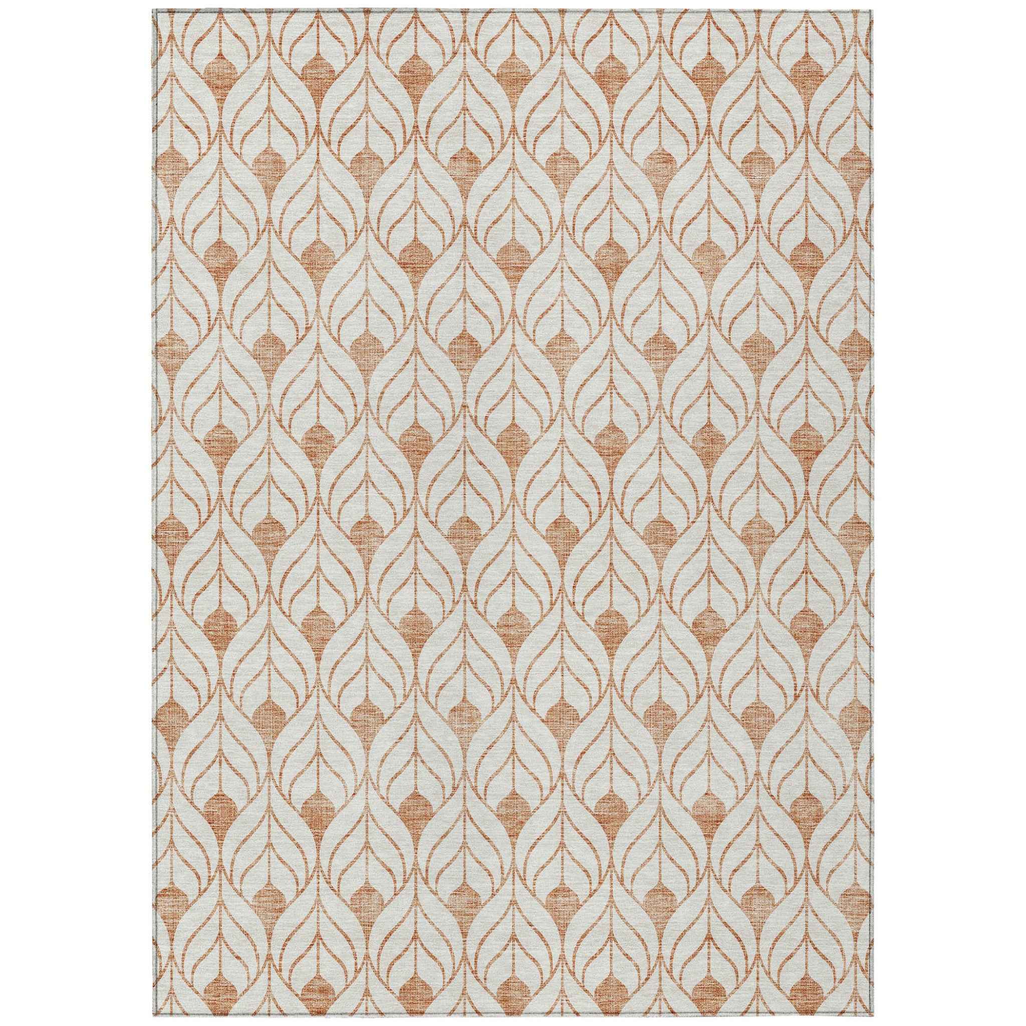 10' X 14' Salmon And Beige Geometric Washable Indoor Outdoor Area Rug