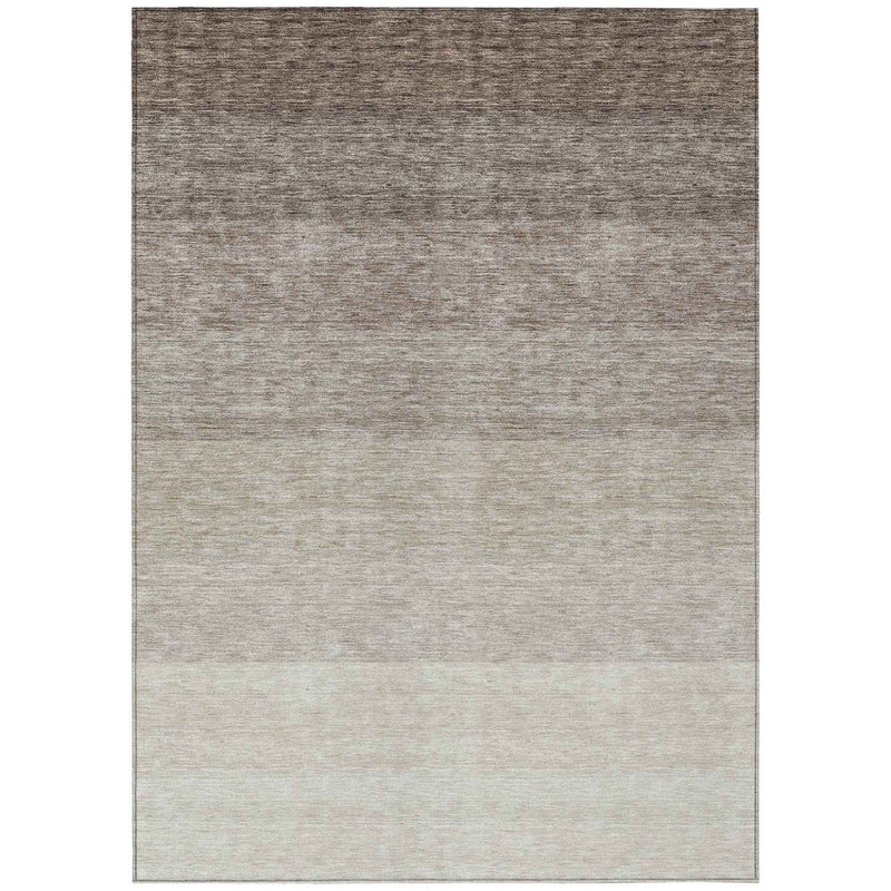 3' X 5' Brown And Ivory Ombre Washable Indoor Outdoor Area Rug