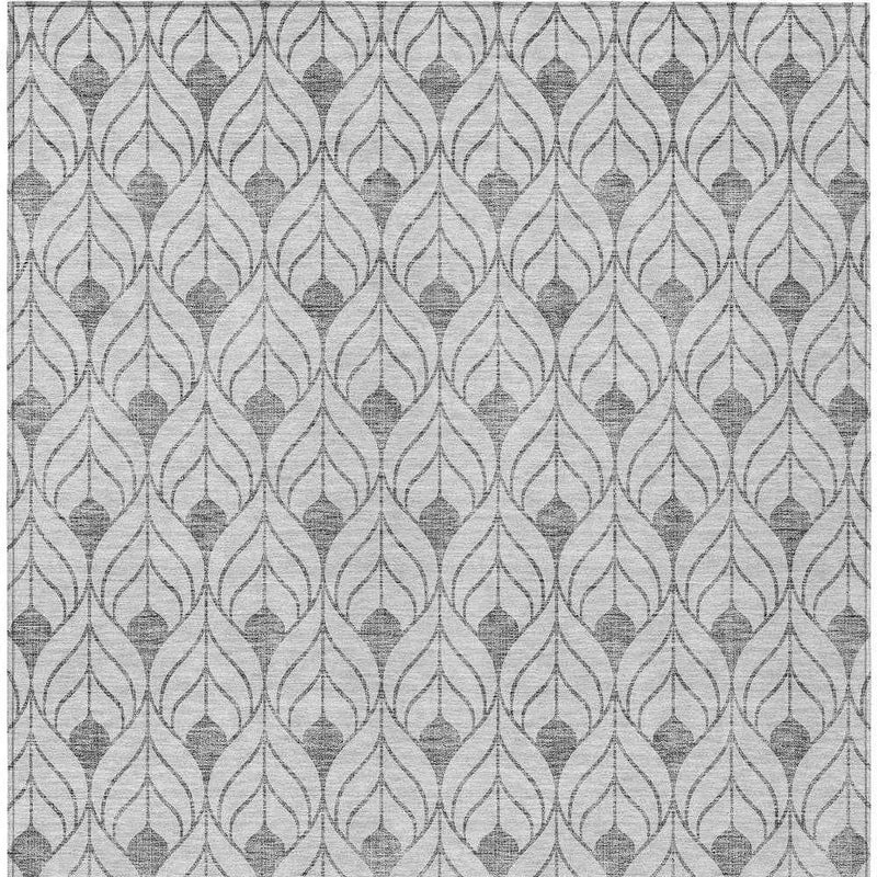3' X 5' Silver And Gray Geometric Washable Indoor Outdoor Area Rug