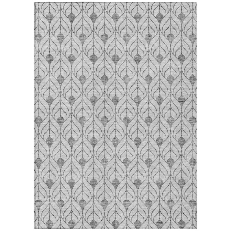 3' X 5' Silver And Gray Geometric Washable Indoor Outdoor Area Rug
