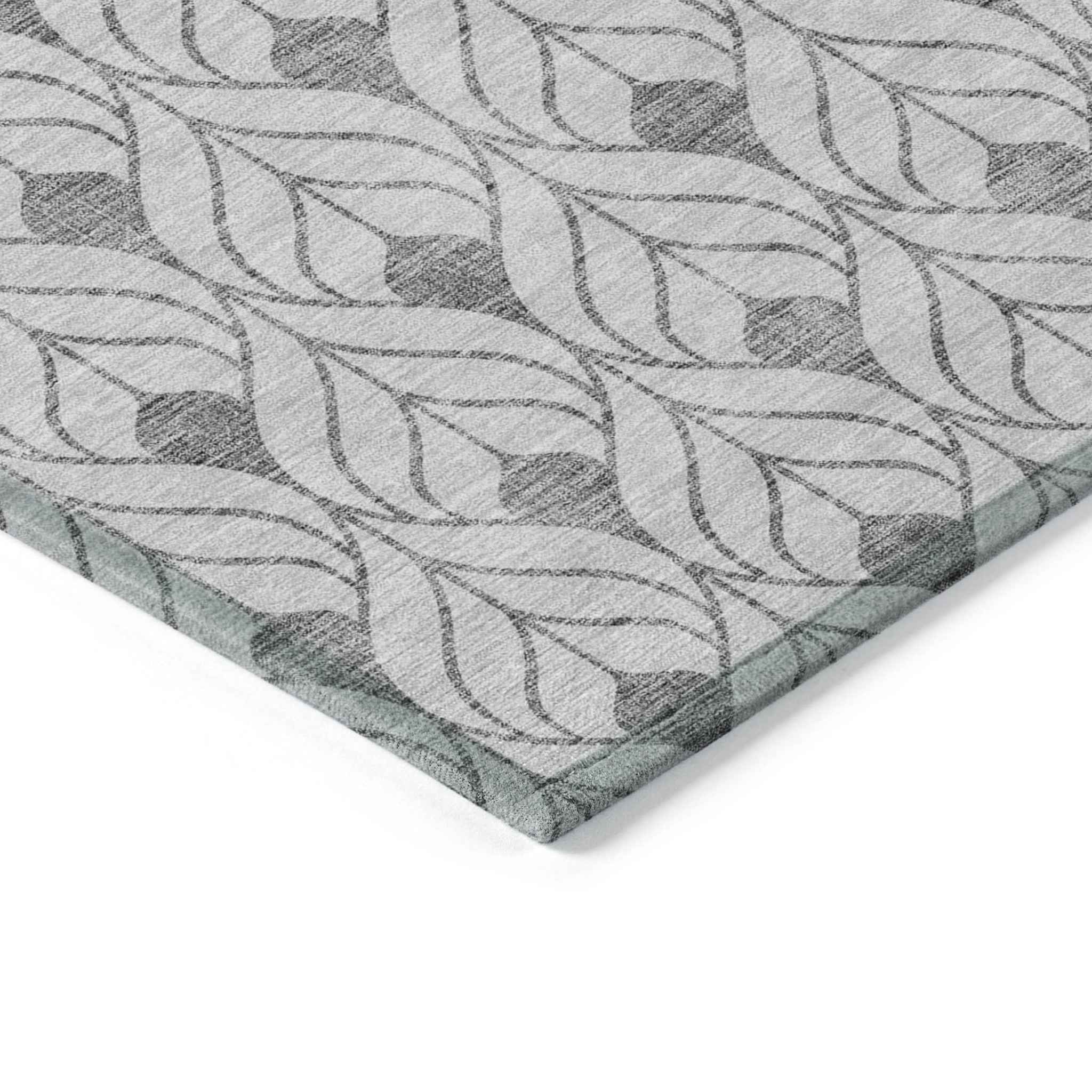 3' X 5' Silver And Gray Geometric Washable Indoor Outdoor Area Rug