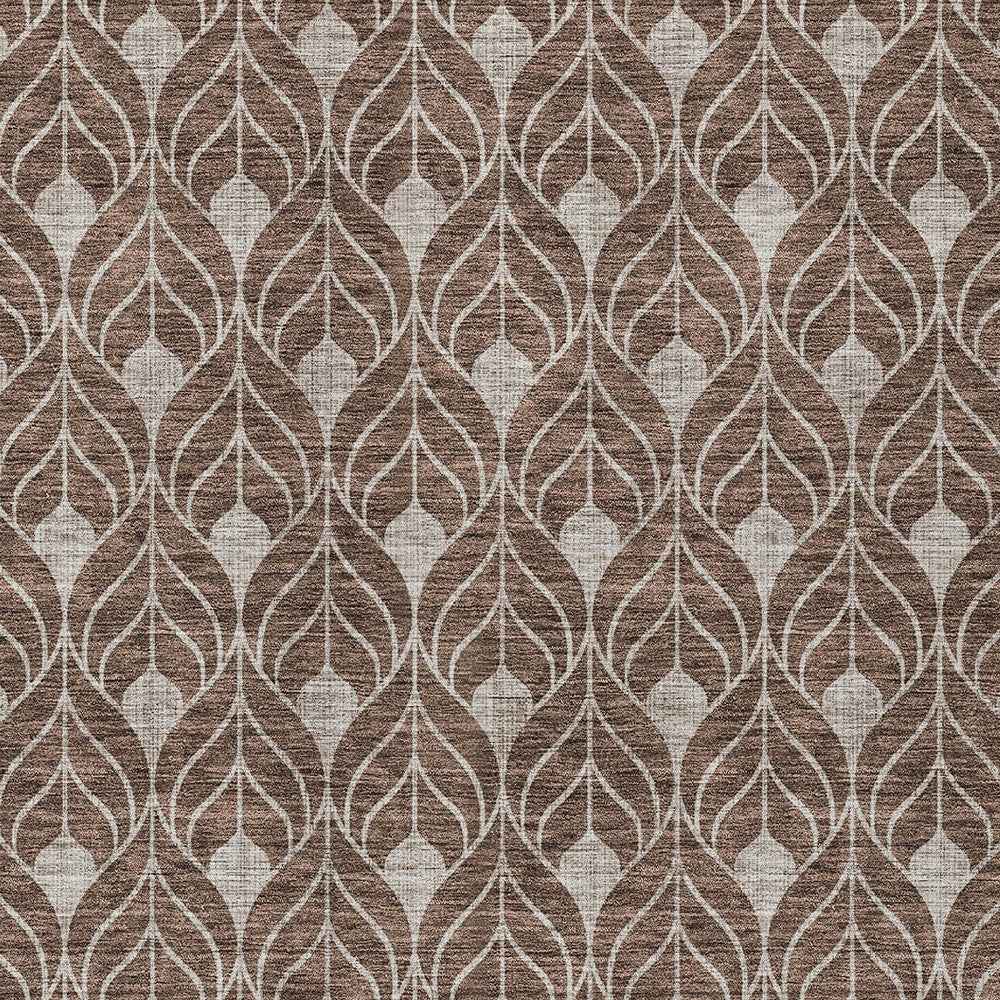 5' X 8' Chocolate And Beige Geometric Washable Indoor Outdoor Area Rug