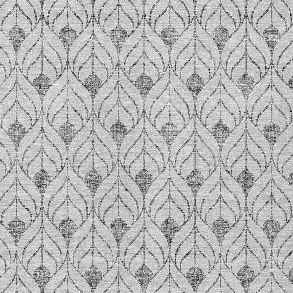 8' X 10' Silver And Gray Geometric Washable Indoor Outdoor Area Rug