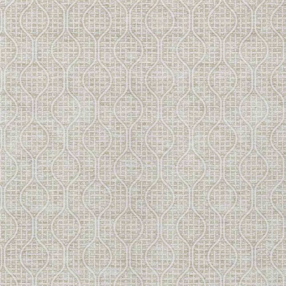 3' X 5' Beige And Ivory Geometric Washable Indoor Outdoor Area Rug
