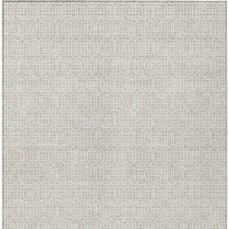 3' X 5' Beige And Ivory Geometric Washable Indoor Outdoor Area Rug