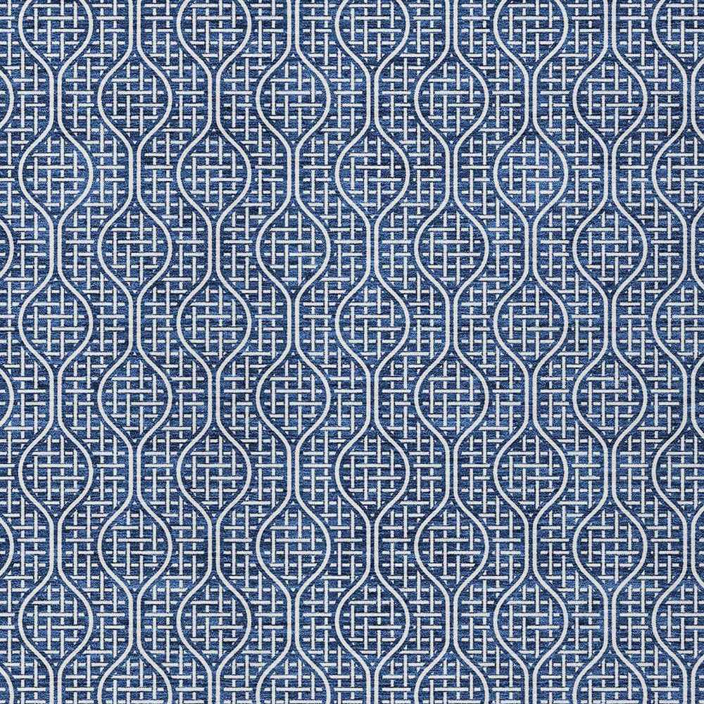 10' X 14' Navy Blue And Ivory Geometric Washable Indoor Outdoor Area Rug